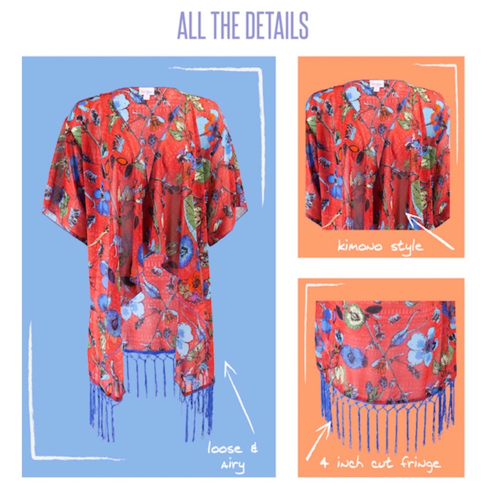 Sheer Monroe Fringe LuLaRoe Oversized Kimono - Picture 6 of 8
